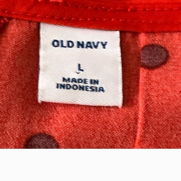 Old Navy Red Black Polka Dot Dress Womens Size Large L Long Bell Sleeve Casual - Picture 7 of 8